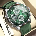 POEDAGAR E108 : Montre Homme + Bracelet Cuir Élégant